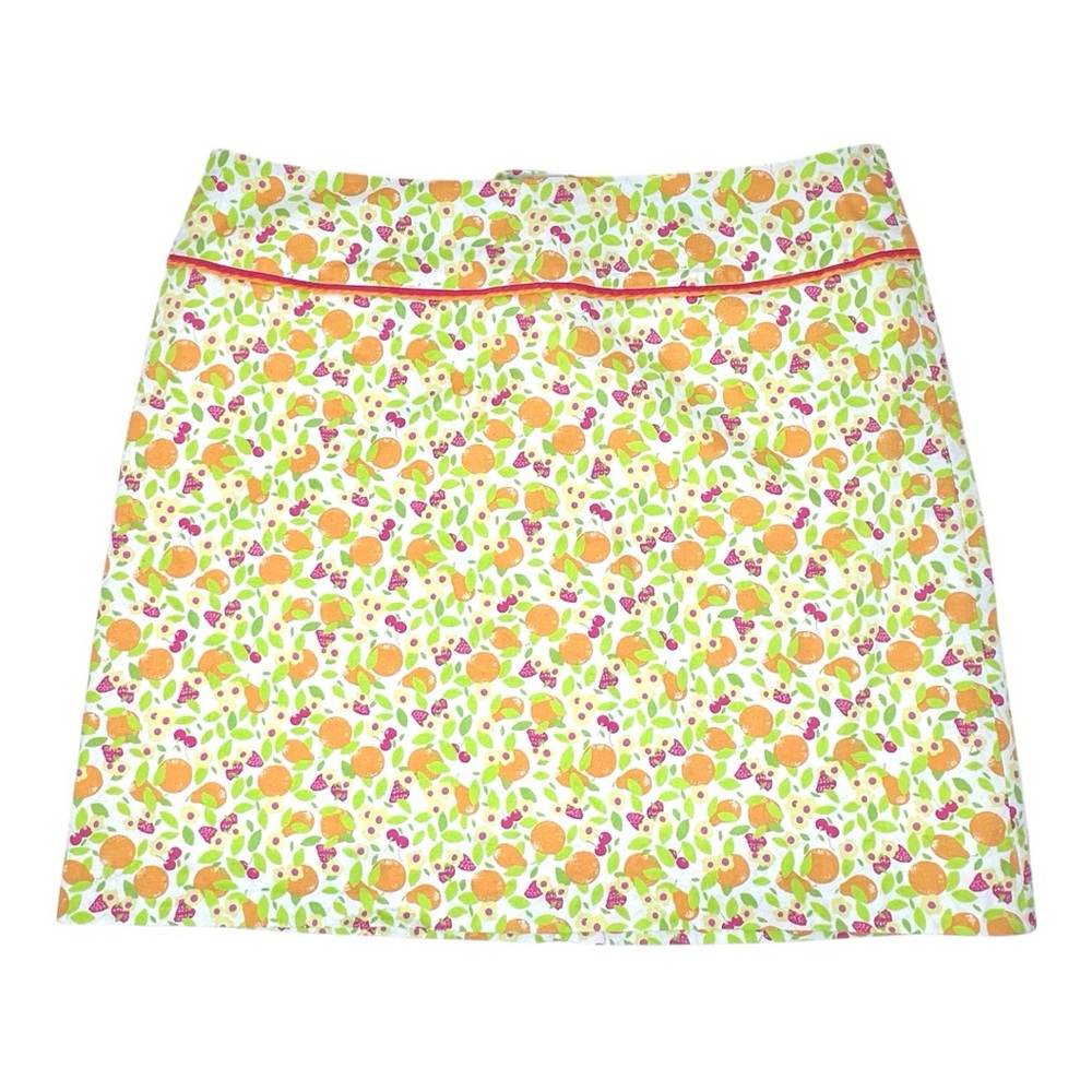 Lilly Pulitzer Mini Skirt Size 8 Orange Strawberry Whimsical Print Preppy Fruit